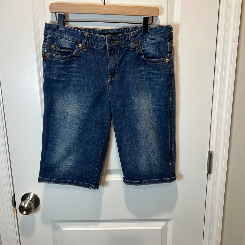 Calvin Klein Womens Denim Shorts Cuffed Stretch Blue Size 12